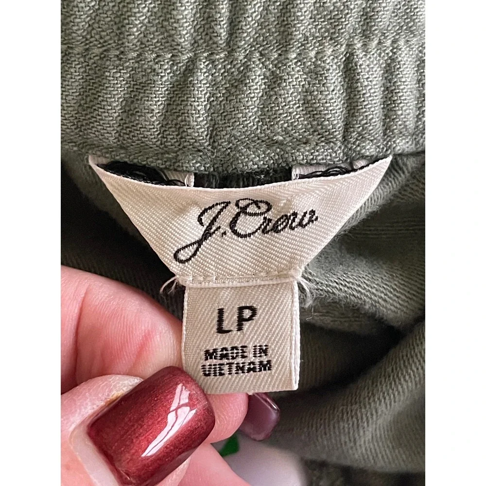 J. Crew Utility‎ Pants Women's 8 Green Drawstring Elastic Waist Straight Leg